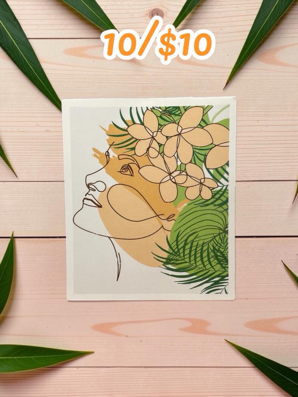 Tropical Floral Woman Sticker – Botanical Line Art Vinyl Decal | Modern Boho
